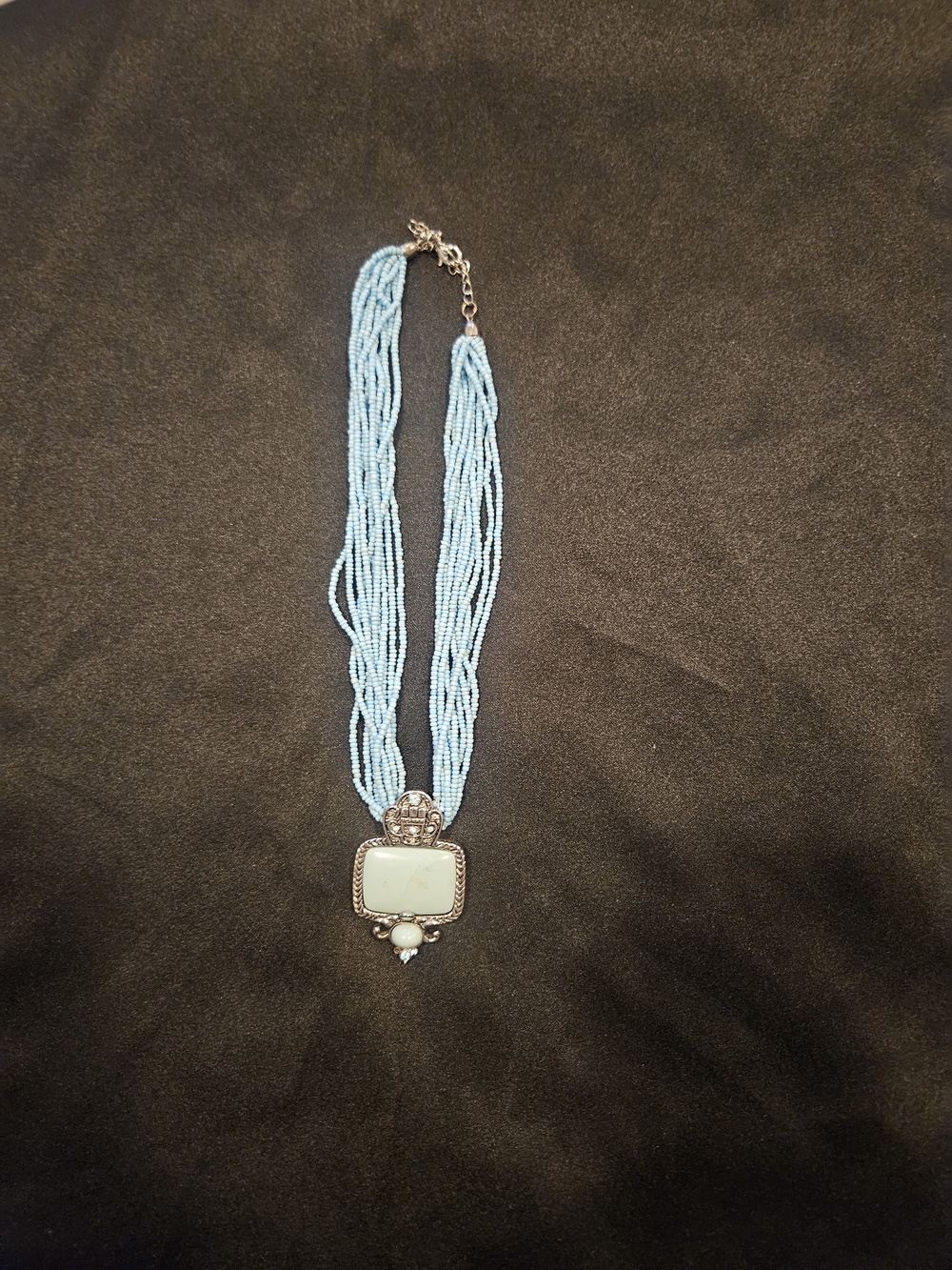 Light Blue Beaded Pendant Necklace